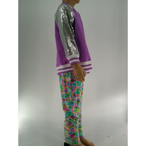 Dance Costume Medium Child Purple Weissman 9311 Hip Hop  Sequin Unitard - Picture 2 of 3
